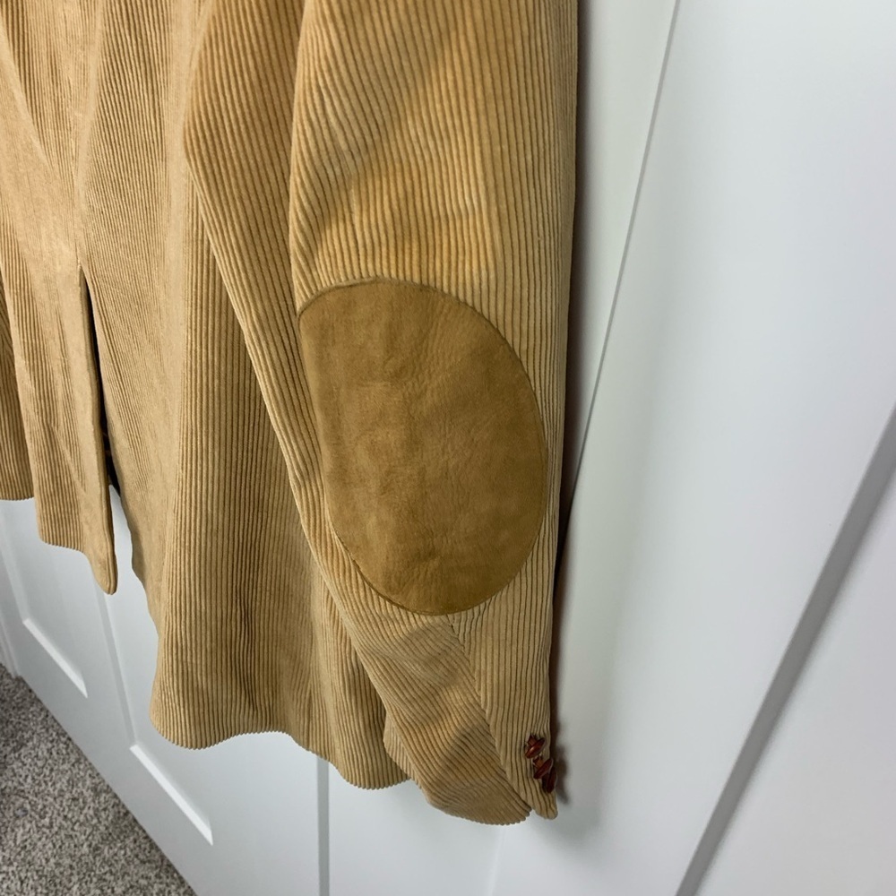 Vintage Garrison Park Corduroy Blazer Mens 50 Elbow Patch Beige Teacher Academia - Picture 10 of 11